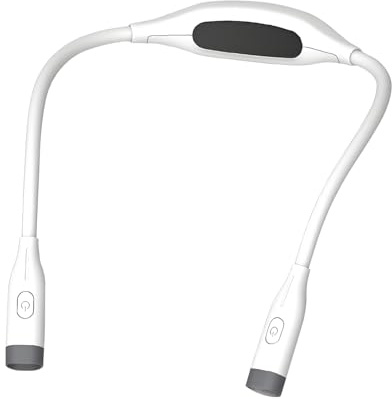 QUMOX Luz de Lectura de Cuello Recargable, Luz LED para Leer en la Cama, 3 Modos de Color y Atenuación Continua, Luz Flexible Manos Libres para Tejer, Manualidades, Camping y Reparaciones