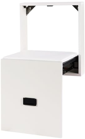 TuliperMood Wandhocker Faltbar Weiß 35.5x36.5cm Ultradünn, Stoßfest und Wasserdicht mit Wandbefestigung, Leicht zu Reinigen für Badezimmer Küche Flur