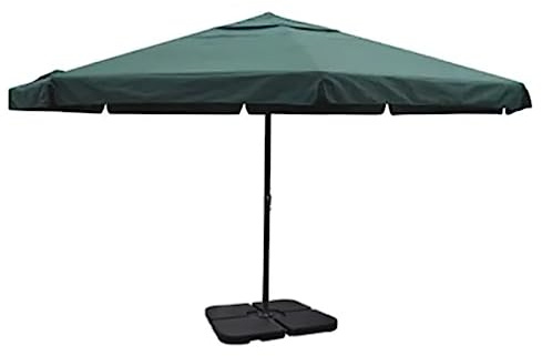 Sonnenschirm Grün 5m, Aluminiummast mit Kurbel & Kreuzfuß, befüllbarer Schirmständer, wetterfest für Garten, Terrasse, Balkon, Patio, Außenbereich, effektiver Sonnenschutz