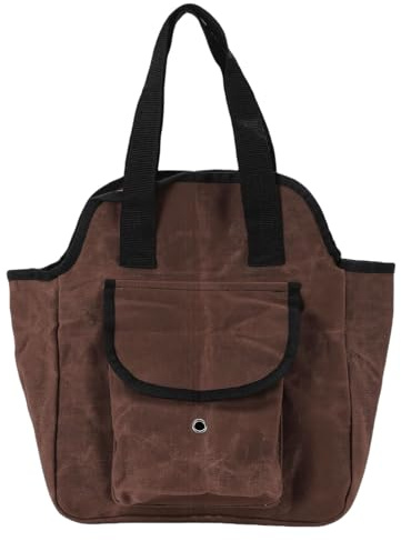 AMONIDA Waxed Canvas Tool Bag, Garden Utility Canvas Tool Carrier Bag with Multi Pockets, Truck Tools Organizer Storage Carrying Bags with Durable Material, Ideal for Electrician, Iron