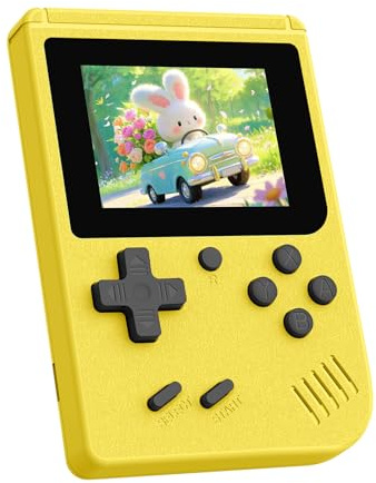 Console de jeu rétro, console de jeu rétro classique 400 intégrée, écran IPS de 3,0, batterie rechargeable de 1020 mAh, console de jeu vidéo portable (jaune)