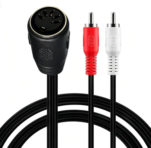 Cavo adattatore da femmina DIN a 5 poli a 2 RCA, cavo audio schermato per lettori CD, videoregistratori e dispositivi DVD, connettore in metallo stabile per il collegamento di sistemi audio domestici