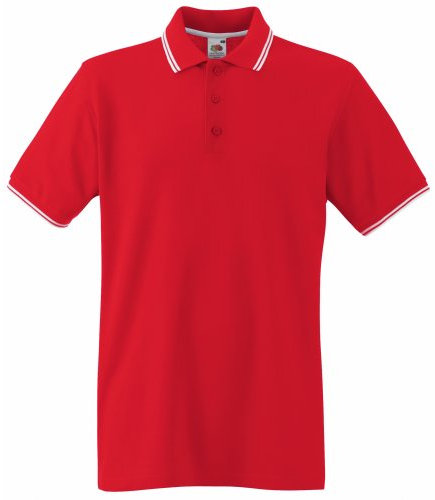 Fruit of the Loom Mens Tipped Short Sleeve Polo Shirt (M) (Red/White)