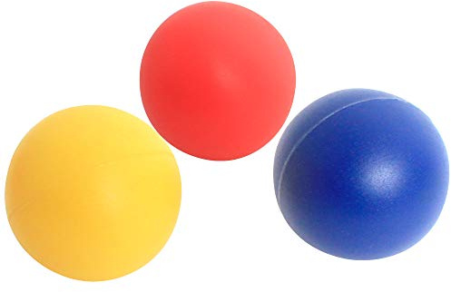 BLUE SKY - 3 Bälle für Strandpaddel - Paddelspiel - Beachball - 046594A - Mehrfarbig - Kunststoff - Kinderspielzeug - Strandspiel - 3,5 cm - Ab 3 Jahren