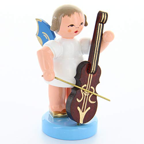 Engel stehend mit Cello, blaue Flügel
