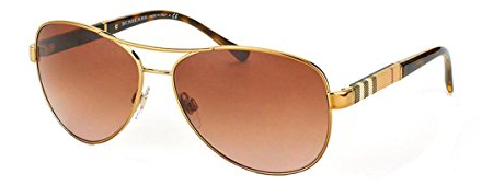 Burberry Unisex BE3080 Sonnenbrille, Gold (Gestell: hellgold, Gläser: braun-verlauf 114513), Large (Herstellergröße: 59)