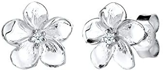 Elli DIAMONDS Earrings Women Frangipani Blossom Floral with Diamond (0,03ct) in 925 Sterling Silver