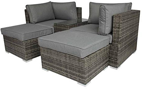 CHARLES BENTLEY 5-in-1 Multi-Use Rattan Lounge Set, Grey 73x73x64cm