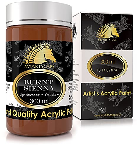 Myartscape Burnt Sienna Acrylic Paint - 300ml Heavy Body Acrylic | 300ml heavy body burnt sienna acrylic paint with rich pigments for canvas wood fabric crafts and mixed media