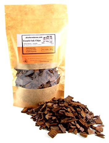 AlcoFermBrew Eichenholzchips Intense 100g - Eichenholzspäne Französisch | Räucherholz | Eichenholz Chips | Holzspäne | Holzfässer