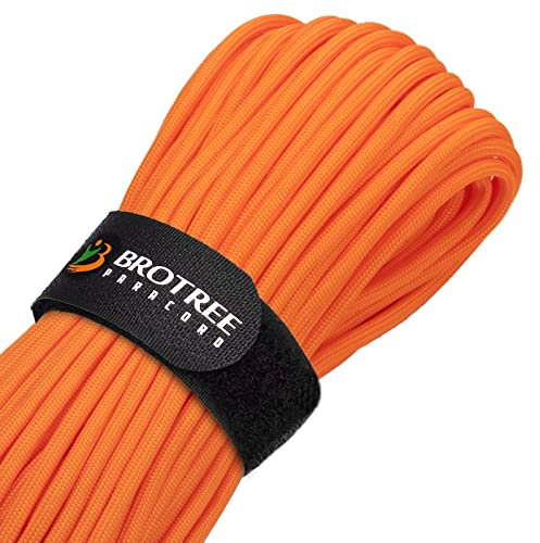 Brotree Paracorde 4mm 9 Brins Corde en 100% Nylon (15m, 30m, 50m) Type III Corde Parachute pour Survie, Extérieur, Bricolage - 280kg Charge de Rupture (Orange, 30m)