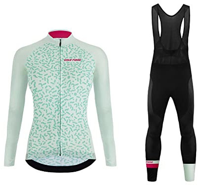UGLY FROG Winter Modern Damen Radtrikot Set Thermo Fahrrad Trikot Largarm + Radhose mit Sitzpolster