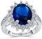 Klassischen Traditionellen 5CTW Königsblau CZ Krone Halo Ovalen Kubischen Zirkonia Simulierten Saphir Verlobungsring Für Frauen Seitliche Steine Versprechen Ring Versilbert Gravur Anpassen