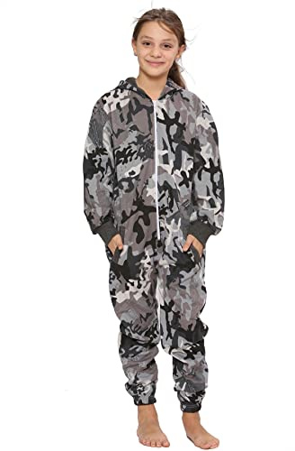 A2Z 4 Kids Plain Girls Boys Camouflage Onesie One Piece Super Soft - Onesie Camo Charcoal 9-10