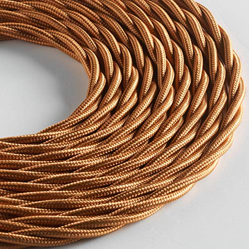 Klartext - Cavo tessile trecciato LUMIÈRE per illuminazione, 3x0,75mm, Bronzo, 5mt.|Attenzione: cavo terra incluso! Massima sicurezza anti scossa!