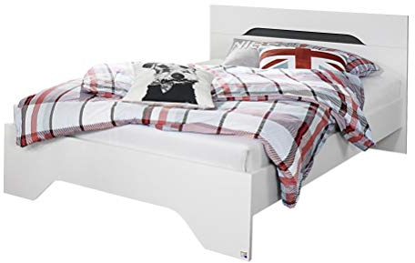 Rauch Möbel Noosa, Jugendzimmer, Bett, Futonbett, Farbe Alpinweiß/Grau metallic, 105x79x206cm