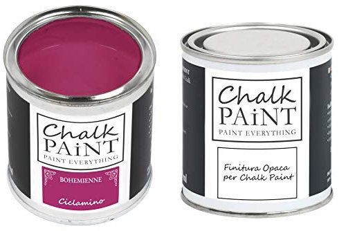 CHALK PAINT EVERYTHING Ciclamino & FINITURA - Kit Pronto Vernicia e Proteggi (250 ml + 250 ml)