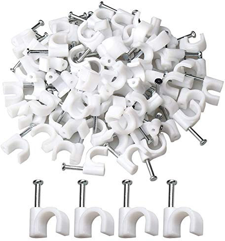 200 Pcs White Plastic Cable Clips, Cable Nail Clips Electrical Cable Wall Clips for Wire Ethernet Cable, Telephone Cable, TV Wire (10mm)