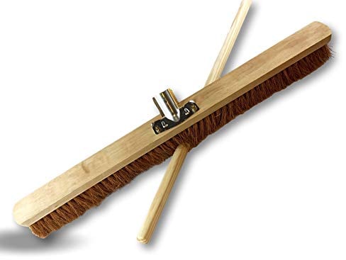 Balai d'atelier Type cantonnier | Piste Extérieur | Longueur 80 cm | Garnissage Brosse Fibre Coco Naturel | Semelle Bois | Douille métal boulonnée Ø 28 mm | avec Manche | Kibros 2080M