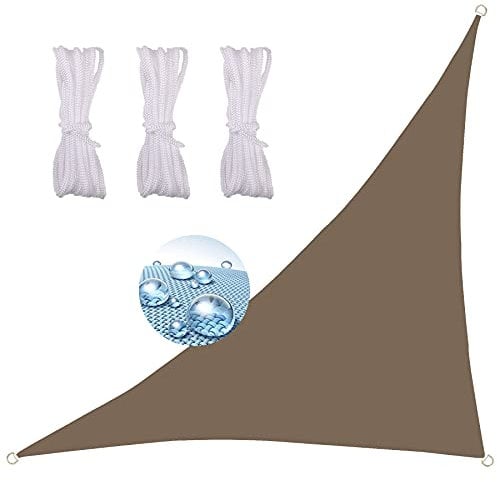 DYKL Ombreggiante Tenda A Vela Triangolare 3X4X5M, con Corde per Montaggio Anti-Raggi UV Balcone Cortile All'aperto Vela Tenda Esterno -Marrone