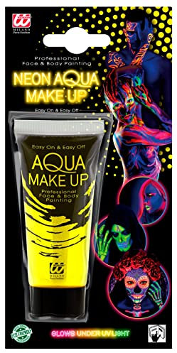 W WIDMANN MILANO Party Fashion- maquillage crème à l'eau en Tube Neon Jaune 30ml Pintura corporal, Color amarillo, talla única (Widmann S.r.l. 09971)