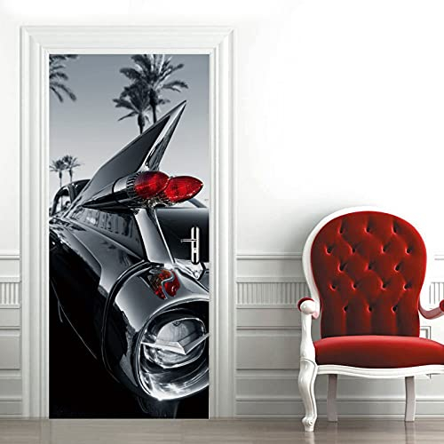 A.Monamour Türtapete Selbstklebend Türfolie Türposter 3D Klassischer Cooler Amerikanischer Auto Hintergrund Vinyl Folie Türdeko Tapete Wandbild Türaufkleber Türtattoo 90 x 200 cm