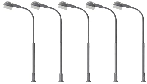 Evemodel 5Stk. Modell Bahnsteigleuchte einfach Fertigmodell Straße Lampe mit LED Landschaftsbau Bonsai Dekoration (Spur N weiß)