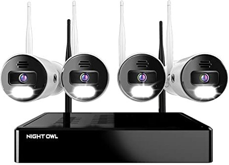 Night Owl Sp, LLC Night Owl BTWN8-4L1 10-K Bluetooth Video Home Sicherheitskamerasystem mit (4) Wi-Fi IP 4K HD Indoor/Outdoor Spotlight Kameras 2-Wege-Audio und 1TB Festplatte
