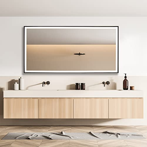 Paco Home Lampe Spiegel Badspiegel mit Beleuchtung Badezimmer Indirekte Beleuchtung Deko Bad IP44 Touch-Schalter, Lampenart: Rechteckig (120x60cm), Farbe:Typ 8