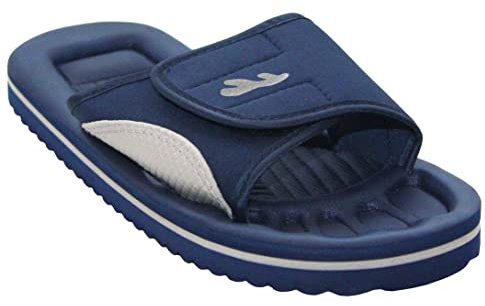 A&H Footwear Mens Lightweight EVA Slides Touch Fasten Beach Flip Flops Casual Sandals Shoes (Navy, UK Footwear Size System, Adult, Men, Numeric, Medium, 11)