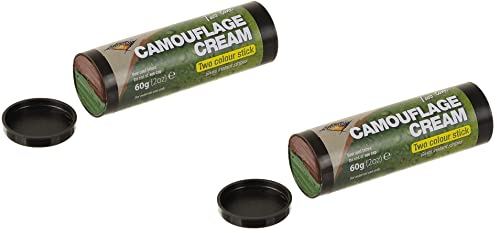 Set 2 Stück zweifarbiger Tarnschmink-Stift 2-Farben braun & grün Tarnschminke Camouflage make up + gratis Glück Aufkleber