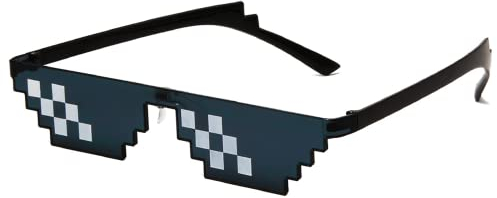 IRYNA 1Pcs Cool Glasses Black Thug Life Sunglasses, Swag Glasses Unisex Sunglasses Funny Glasses 8-Bit Pixel Mosaic Glasses UV Protect Gamer Sunglasses Party Glasses for Adult Kids
