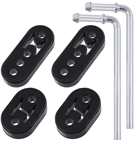 Mardatt 6 Pcs 2/4 Holes Exhaust Hanger Rubber Muffler Hanger with 90 Degree Exhaust Hanger Rod, Insulator Muffler Bracket Mount for Car Truck Jeep
