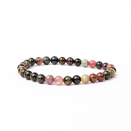 V Vascavi Armband Edelstein, Naturstein als Chakrastein, Heilstein, Ø 6 mm Perlen, MADE IN GERMANY Perlenarmband ca. 20 cm lang, elastisch, Turmalin