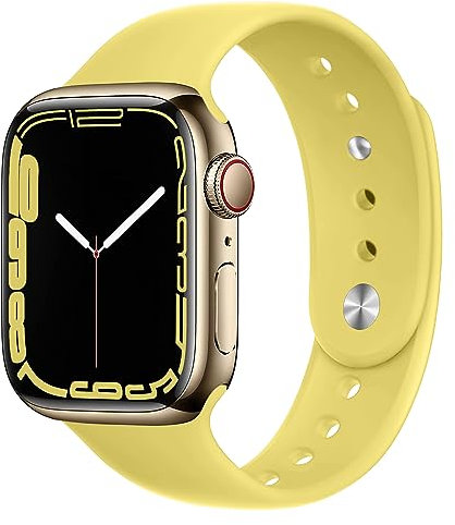 Cinturino Sportivo in Silicone Traspirante per Cinturino Apple Watch 42mm 44mm 45mm 49mm, Cinturini Elastico per iWatch Series 8 7 6 5 4 3 2 1 SE Ultra (Brevettato), Giallo Crema