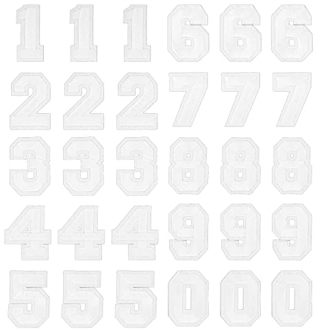 30 Piezas Parches Ropa Termoadhesivos de Números para Planchar Números 0-9 Parches Decorativos Costura Bordado Apliques para Jeans Sombreros Chaquetas Mochila Camisas Bolsos Artesanía 2 Pulgadas