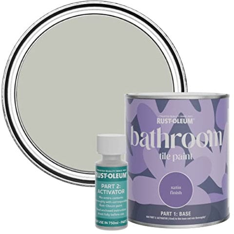 Rust-Oleum Grey Water-Resistant Bathroom Tile Paint in Satin Finish - Tyne Fog 750ml