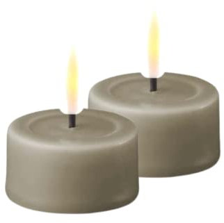 Deluxe Homeart Flammenloses LED-Teelicht-Set für den Innenbereich, mit Real Flame™-Technologie, batteriebetriebene Kerze (Sand)