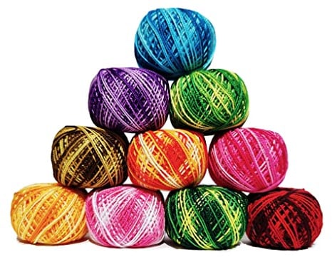 KGS Crochet Thread Cotton Yarn Balls | Size 8 | 10 Balls | 10 Grams Each Ball | Total 100 Grams of Pearl Cotton Thread for Crocheting, Cross Stitch, Needlepoint Hand Embroidery (Shaded Symphony)