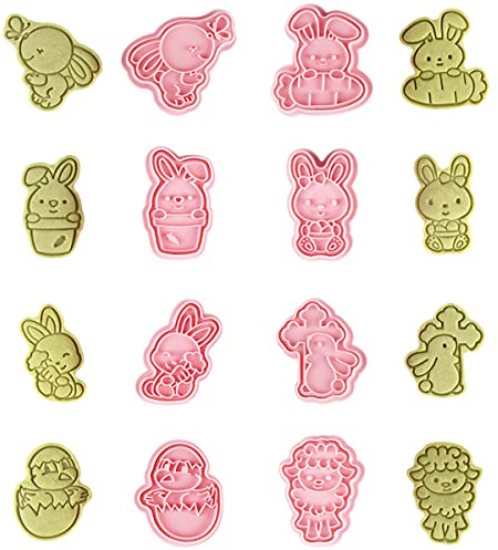 ZOOMPIL Ausstechformen Ostern, Oster Ausstecher Set, 3D-Kunststoff-Stempel-Set, 8 Stück Ausstechförmchen Ostern für DIY-Backen