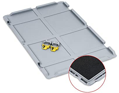 SuperSparSet 10x Scharnierdeckel Set Eurobox NextGen mit Schaumstoff und 2 gelbe Schiebeschnappverschlüsse | BxT 40x60cm | Eurobehälter, Transportbox, Transportbehälter, Stapelbehälter