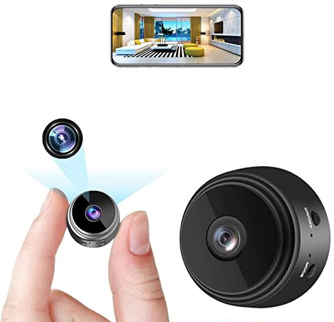 LySuyeo Telecamera spia 1080P HD Mini telecamera di sorveglianza interna senza fili registrazione WiFi rilevatore di movimento Spy Cam Visione Notturna Micro Camera Nero 1 unità (lotto 1)