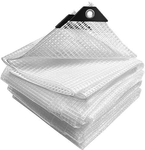 VOUNOT® Bâche de Protection en Polyéthylène 180g/m² Bâche Imperméable Ultra Lourde et Résistante Revêtue avec Oeillets en Aluminium Couverture Étanche pour Jardin, Piscine 1.5x6m Blanc