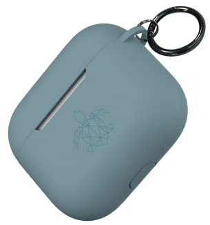 turtleandcase Silikonhülle Kompatibel mit AirPods Hülle | Stoßfeste Schutzhülle | mit Karabiner | Unterstützt kabelloses Laden für AirPods (AirPods 3, Piniengrün)