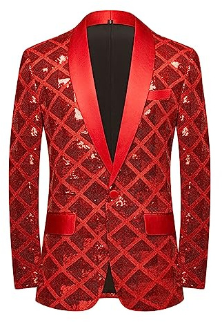 CARFFIV Men Sequin Shiny Stereoscopic Pattern Prom Suit Jacket One Button and Blazers Tuxedo for Wedding Banquet
