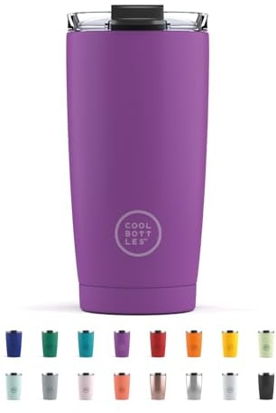 Cool Bottles - Tumbler - Gobelet Isotherme en Inox - 550 ml - Vivid Violet - Tasse à Café Thermique - Couvercle Hermétique - Boissons froides 10h et chaudes 5h - Finition Anti-tâches