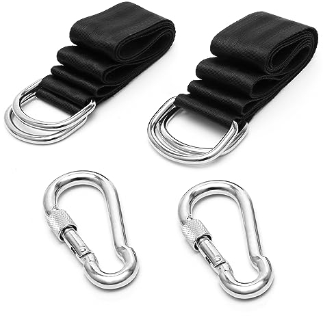 FL HUA 2 Stück Schaukel Befestigung mit Karabiner, Heavy Duty Schaukel Aufhängung Outdoor, Baumschaukel Befestigung Lang für Balkon Hängematte Hängesessel