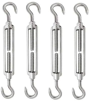 Tenditore, Tenditori in Acciaio Inossidabile, 4 Pezzi Tenditore Acciaio Inox, Tenditore Filo Regolabile, Tenditore M8 in Acciaio Inox 304, Gancio Per Cavi in acciaio, M8 Tenditore Acciaio Inox 304