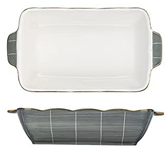 Bandeja para hornear para cocinar Plato para hornear Cazuelas para hornear Molde para pasteles Plato para hornear de cerámica Plato para hornear de cerámica rectangular con doble asa Moldes para horne