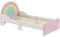 ZONEKIZ Lettino per Bambini 3-6 Anni con Sponde Laterali Anticaduta, Letto Bambini in MDF e Pannelli Multistrato, 143x74x66 cm, Bianco e Rosa